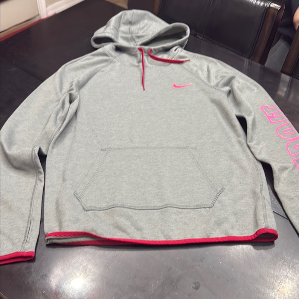 Nike Gray Hoodie with Pink Accents
